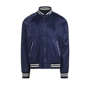 Wholesale 100% Polyester Satin <b>Baseball</b> Varsity <b>Jacket</b> Custom Logo Best Quality Waterproof Windbreaker Appliques Solid Stand - Product Image 2