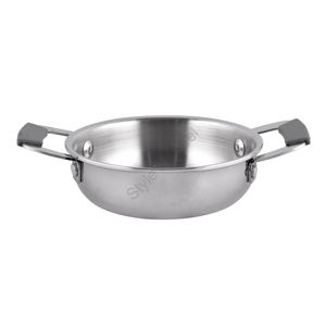 Mini plat de service double en acier inoxydable de qualité supérieure avec double poignée, couleur argentée et design classique élégant - Product Image 1