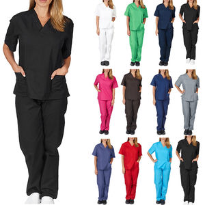 Ensembles de gommage de manteau de médecin à manches courtes en coton Spandex salle d'opération unisexe pour hommes femmes travailleurs de la santé utilisation hospitalière - Product Image 1