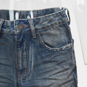 กางเกงยีนส์ผู้หญิงใส่สบายกางเกงยีนส์เอวสูงเอวสูงมีกระเป๋าขนาดใหญ่สีฟ้า2025ซักได้ - Product Image 3