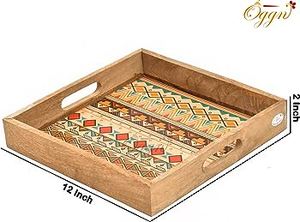 Exclusive <b>Round</b> Shaped <b>Serving</b> <b>Tray</b> Made of Wood Kitchenware Dinnerware Use <b>Tray</b> for Home Hotels Restaurants New Arrival - Product Image 2