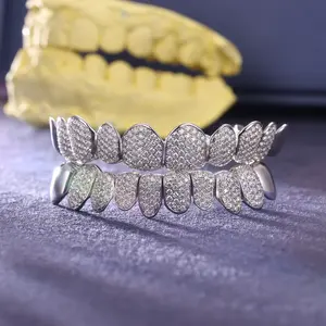 Parrillas Dentales Personalizadas con Diamantes Engastados en Oro Sólido de 10/14/18 KT, Joyería Hip Hop con Múltiples Formas de Corte - Product Image 5