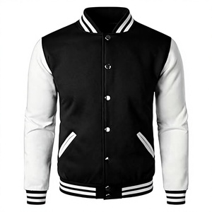 Blouson de baseball formel slim pour homme, service OEM, col montant, empiècements contrastants, écologique, respirant, haute qualité - Product Image 4