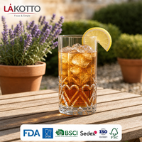 LAKOTTO Verre à eau en cristal taillé en forme de cœur 440 ml, verrerie en gros, approvisionnement en vrac, cadeau promotionnel pour hôtel et bar, impression de logo personnalisée