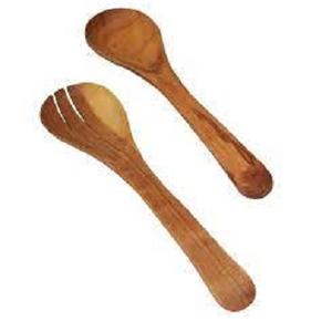 Petits ustensiles de service en bois brun naturel écologiques avec logo personnalisable pour salades et fruits - Product Image 4