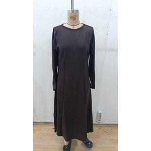 Robe midi en modal à manches longues et col rond pour femme, 29266 - Café - Product Image 5