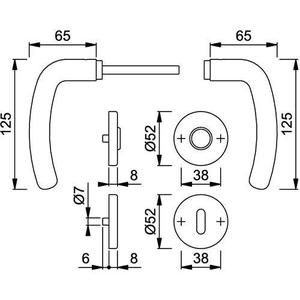 Ensemble de rosettes en acier inoxydable Denver E1310Z/42KV/42KVS F69 rondes OB DIN Gauche/Droite D/D HOPPE Décoration et accessoires de bureau - Product Image 1