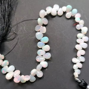 ลูกปัด Briolette เรียบโอปอลเอธิโอเปียงานทำมือจากธรรมชาติอินเดีย - Product Image 1