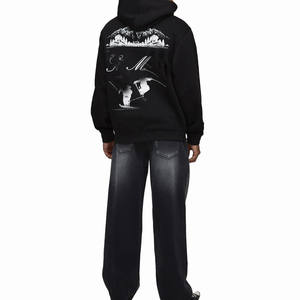 Sweat à capuche en molleton de coton avec impression artistique au dos, 460 GSM, coupe décontractée pour hommes, avec graphisme personnalisé, OEM, marque privée - Product Image 3