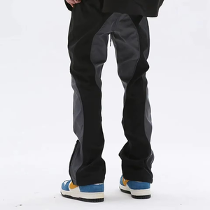 Pantalon de survêtement cargo évasé pour homme, style hip-hop, multi-poches, 100% coton, taille mi-élastique, fermeture à cordon, écologique, anti-froissement - Product Image 3