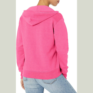Nouveau Style femmes rose sweat à capuche fermeture éclair chaud à manches longues avec poches à capuche polyester fermeture éclair à capuche - Product Image 3