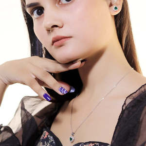 Glamoroso Conjunto de Joyería Nupcial con Circonita Verde y Perlas, Chapado en Oro de 18K, Estilo Vintage - Product Image 2