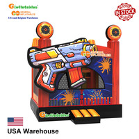 Château gonflable commercial sur le thème des tireurs, avec pistolet gonflable, en stock dans l'entrepôt américain, idéal pour la location événementielle