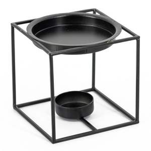 Modern Matte Black Metal Tealight <b>Candle</b> Holder Minimalist Wrought Iron Wax Melt Warmer & Essential <b>Oil</b> Burner for Home Decor - Product Image 2