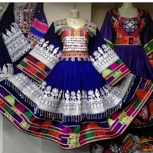 Banjara afgana única en color verde y plateado en Tarifa mayorista con vestidos pesados hechos a mano de Moq bajo para mujeres y niños - Product Image 6