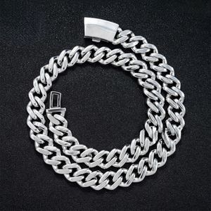 โมอิสซาไนต์ VVS ขนาด 15 มม. ได้รับการรับรองจาก GRA ประดับเพชรสองสีดำขาว บนสร้อยคิวบาลิงค์เงินแท้ 925 ของขวัญสำหรับทุกเพศ - Product Image 5