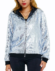 2025 femmes mode décontracté solide motif Flip couleur paillettes tricoté Baseball veste respirant nouvelle Europe USA brillant ample - Product Image 6