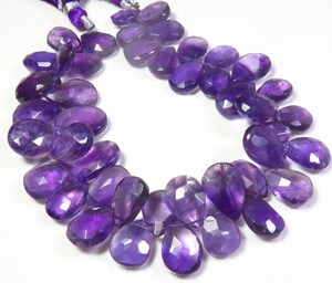 Cuentas de corte de piedras preciosas de amatista brasileña púrpura 10-15mm 8 hebras de cuentas facetadas de pera Natural para joyería piedras preciosas sueltas - Product Image 2