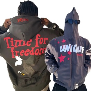 Sudadera con Capucha de Invierno, Estilo Urbano, con Cierre Completo, Personalizada con Logotipo del Fabricante, Impresión 3D en Relieve, Talla Grande, con Cuello con Impresión en Relieve - Product Image 1