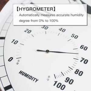 שעון קיר מתכת דו צדדי עם מד חום ומד לחות, בסגנון תחנת רכבת וינטג' מברזל לעיצוב פטיו גינה חיצוני ופנימי - Product Image 4