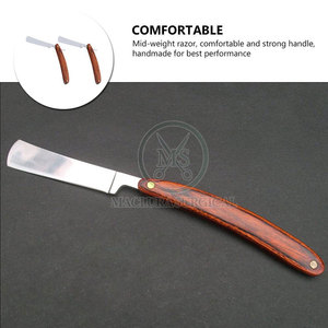 Rasoir manuel pour barbier avec manche en bois pour une barbe et une moustache précises Rasoir de barbier à bord droit - Product Image 5