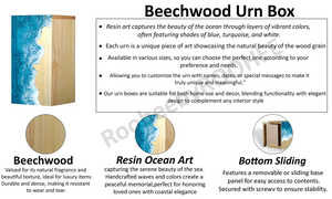 Urne artisanale en palissandre Ocean Wave Urne funéraire commémorative en résine artistique pour cendres - Product Image 2