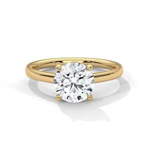 แหวนเพชรเม็ดเดี่ยว 2 กะรัต เพาะเลี้ยงในห้องปฏิบัติการ ทรงกลม ทอง 14K/18K/10K สีเหลือง ชมพู ขาว แหวนหมั้นสำหรับเธอ ระดับความสะอาด VVS - Product Image 2