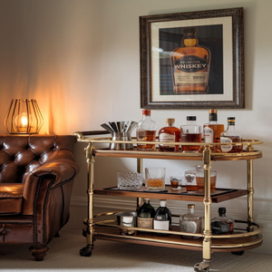 Carro de Bar art deco moderno, diseño negro y dorado, carro de servicio abstracto. Acento único para el hogar. Disponible a precio mayorista. - Product Image 6