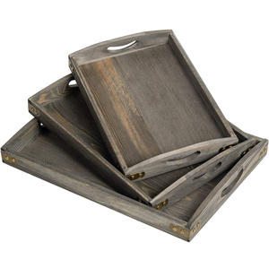 Plateau de service en bois de pin massif durable avec poignées Plateaux décoratifs de ferme rustique de haute qualité pour les vendeurs en ligne Abordable - Product Image 6