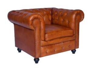 Hot Sale Genuine Leather Square Single Seater Sofa Cognac Sofa Set Modern Luxury Design Furniture Hotel Use Wholesale Price - Product Image 1