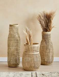 Vase à fleurs en rotin rustique avec détails faits à la main pour les chambres de style campagnard et les décorations intérieures modernes - Product Image 4