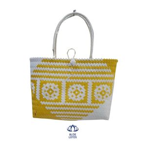 Sac à provisions en plastique tissé par PVC fait main pour le sac de plage coloré de fruits et légumes avec la poignée - Product Image 1