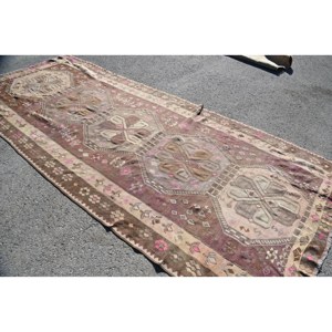 Alfombra Kilim marrón y beige, 5,5x13,1 pies - Product Image 2