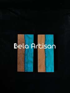 Cuchillo de Cocina Hecho a Mano con Mango de Madera y Resina, Resina Epoxi y Escala de Madera - Product Image 2