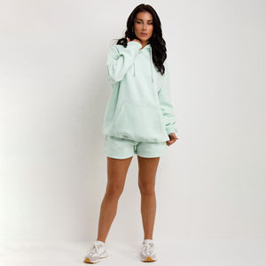 Conjunto de Sudadera con capucha y pantalones cortos para mujer asequible, ajustable, de alta calidad, gran oferta, ropa informal para mujer, conjuntos de Sudadera con capucha de dos piezas - Product Image 5