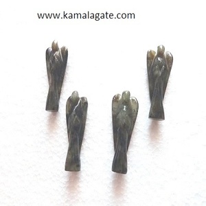 Figuras de Ángel talladas de 2 pulgadas de cristal al por mayor, turmalina negra, cristal, cuarzo, ágata rosa, artesanías de piedra semipreciosa - Product Image 2