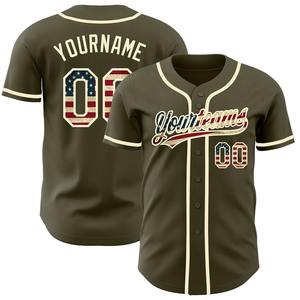 Ropa de equipo personalizada más vendida Bandera vintage de oliva personalizada-Jersey de béisbol auténtico Salute To Service - Product Image 1