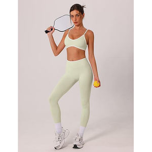 Ensemble de yoga, leggings taille haute sans couture et soutien-gorge assorti, extensible, respirant, vêtements de sport pour femmes, salle de sport - Product Image 3