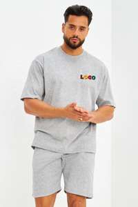 Ensemble short de jogging d'été pour hommes, nouvelle mode, vente en gros de t-shirts et shorts personnalisés, tenue 2 pièces grande taille et respirante - Product Image 5