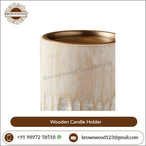 Best Selling White Wash Antique Color <b>Wooden</b> Handmade Candle <b>Holder</b> Set of 2 Factory Direct Sale for Wedding Home Decoration - Product Image 3