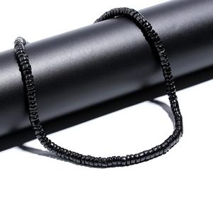 Meilleures ventes de perles de pierre de naissance d'août spinelle noir naturel forme de pneu lisse pour la fabrication de bijoux à la mode, y compris collier - Product Image 1