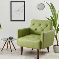Fauteuil d'appoint capitonné surdimensionné en tissu PU avec dossier large et coussin épais, idéal pour la lecture dans le salon, la chambre ou le bureau