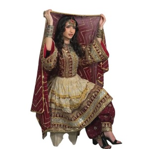 ชุดเดรส Afghan kuchi สำหรับงานแต่งงานของผู้หญิงสไตล์เรียบง่ายมีซิปกระดุมตกแต่งซักได้ - Product Image 1