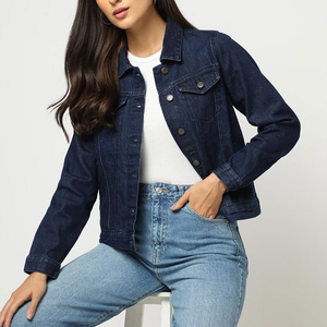 Veste en jean pour femme de qualité supérieure avec design élégant boutonné Couleur unique Remplissage respirant en coton Processus tricoté - Product Image 1