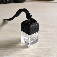 Flacon de parfum carré en bois de 8 ml avec bouchon à vis, estampage à chaud, diffuseur d'air unique pour voiture, flacon vide avec couvercle en bois coloré