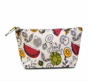 Grande trousse de maquillage en toile de coton personnalisée en gros Fermeture à glissière souple Motif rayé Imprimé Logo à la mode Dames - Product Image 4