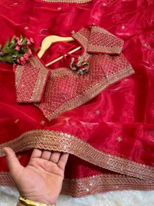 ชุดออกแบบแนวแฟนซีเสื้อซารีผ้าไหมแท้นิ่มแบบ zimmy Choo สไตล์โมเดิร์นพร้อมงานปักทั้งชิ้น - Product Image 2