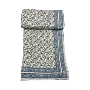 Indian Jaipuri Block Print Reversible Razai <b>Quilt</b> Organic Cotton Handmade Modern <b>Floral</b> Design Washable Eco-Friendly All-Season - Product Image 1