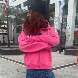 Sweats à capuche Vintage en détresse éponge française surdimensionné hommes fermeture éclair recadrée lavage à l'acide à capuche en gros de haute qualité poids lourd 350gsm - Product Image 2