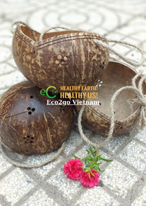 Soporte de maceta de cáscara de coco vietnamita al por mayor/maceta de decoración de jardín de plantas de cáscara de coco con cuerda colgante con tamaño personalizado, diseño - Product Image 6